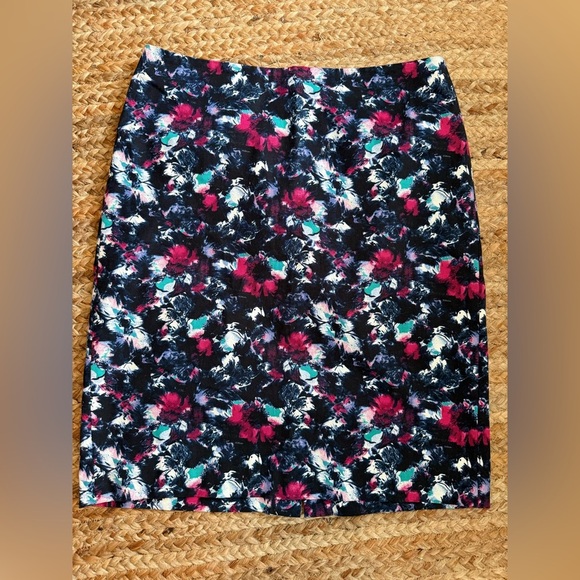 Talbots Size 12 Blue Watercolor Cotton Skirt - Picture 1 of 6